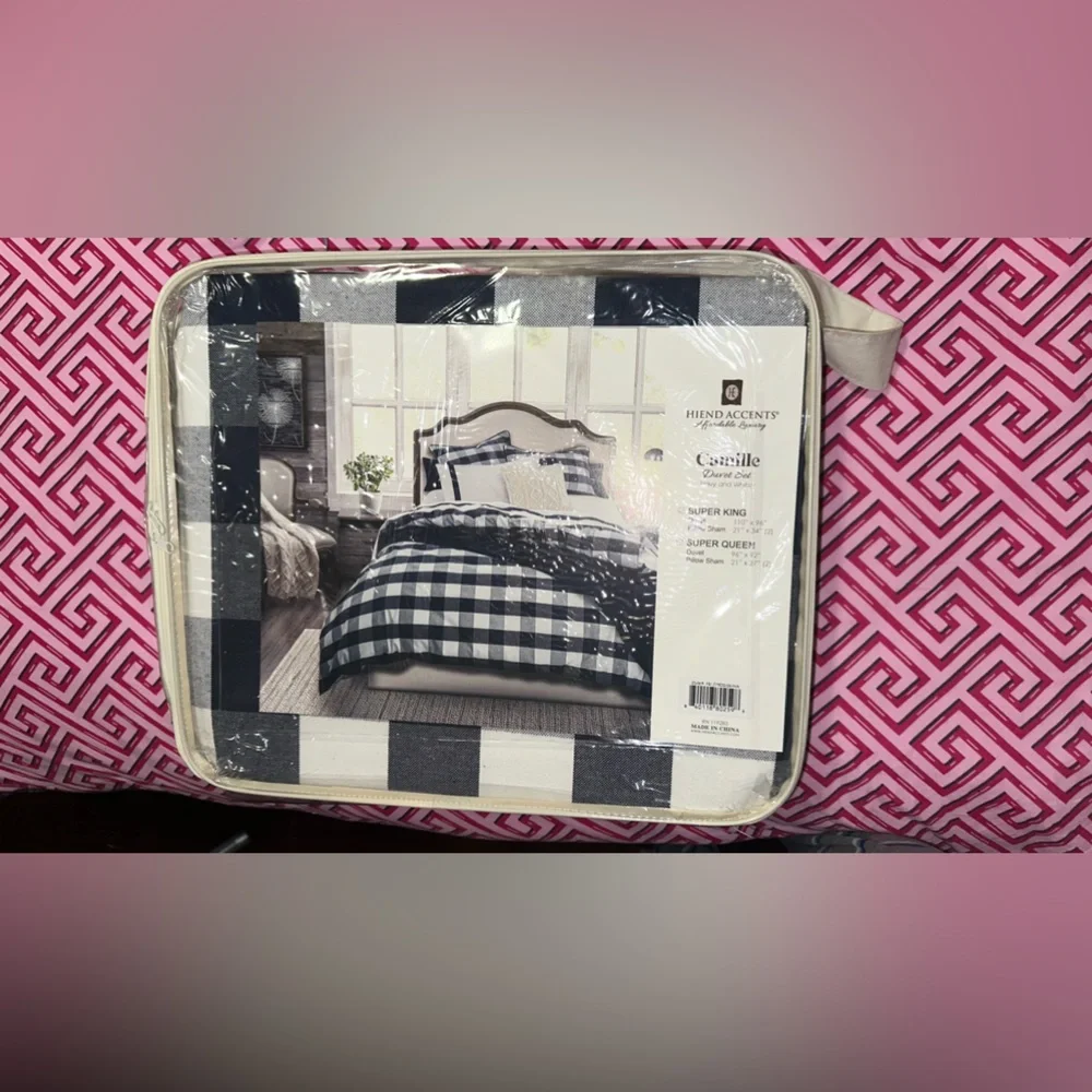 CAMILLE Duvet Set Navy And White / Super King